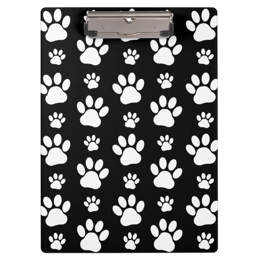 Muster, Paw-Prints, Hundeschrauben, Schwarz und We Klemmbrett (Vorderseite)