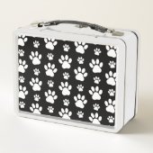 Muster, Paw-Prints, Hundeschrauben, Schwarz und We Metall Brotdose (Rückseite)