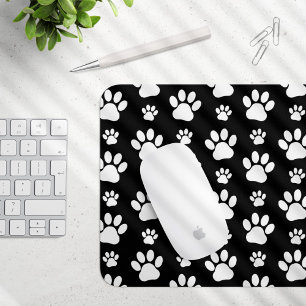 Muster, Paw-Prints, Hundeschrauben, Schwarz und We Mousepad