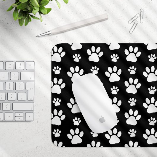 Muster, Paw-Prints, Hundeschrauben, Schwarz und We Mousepad