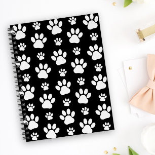 Muster, Paw-Prints, Hundeschrauben, Schwarz und We Notizblock