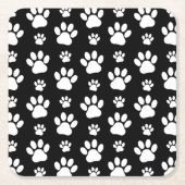 Muster, Paw-Prints, Hundeschrauben, Schwarz und We Rechteckiger Pappuntersetzer (Vorderseite)