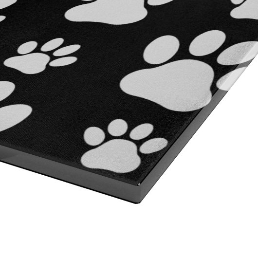 Muster, Paw-Prints, Hundeschrauben, Schwarz und We Schneidebrett (Ecke)