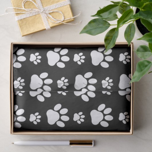 Muster, Paw-Prints, Hundeschrauben, Schwarz und We Seidenpapier (Geschenk)