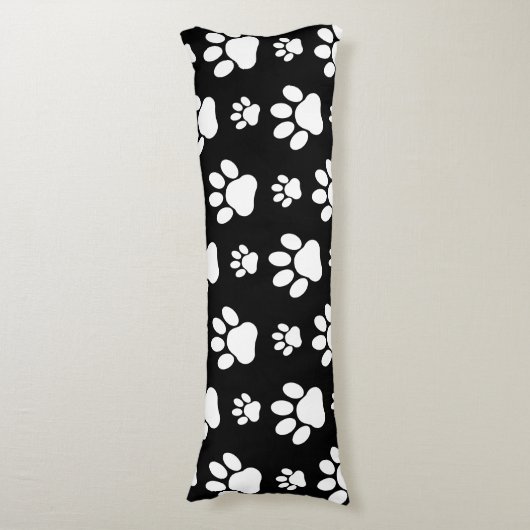 Muster, Paw-Prints, Hundeschrauben, Schwarz und We Seitenschläferkissen (Vorderseite Vertikal)