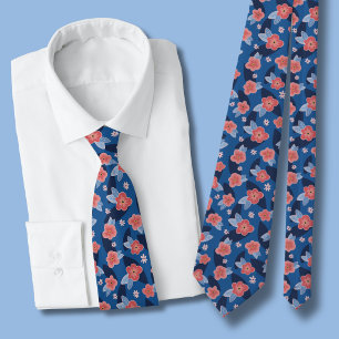 Muster Peach & Blue Floral Krawatte