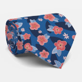 Muster Peach & Blue Floral Krawatte (Gerollt)