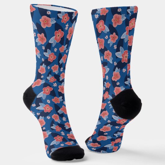 Muster Peach & Blue Floral Socken (Gewinkelt)