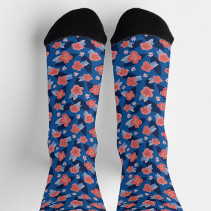 Muster Peach & Blue Floral Socken