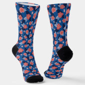 Muster Peach & Blue Floral Socken (Gewinkelt)