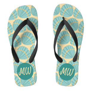 Muster Peach und Blue Sea Muschel Badesandalen