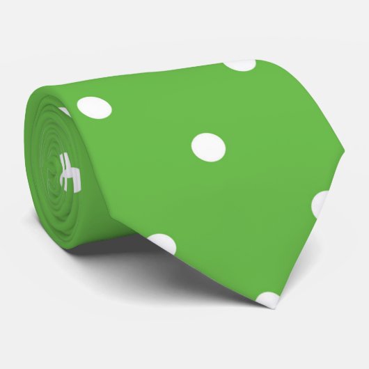 Muster-Polkapunkt-Krawatte des Spaßes grüne weiße Krawatte (Gerollt)