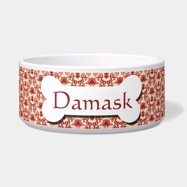 Muster Red and Cream Damask Napf (Vorderseite)