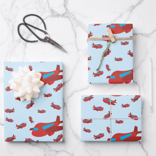 Muster Red & Blue Geschenkpapier Set (Vorderseite)