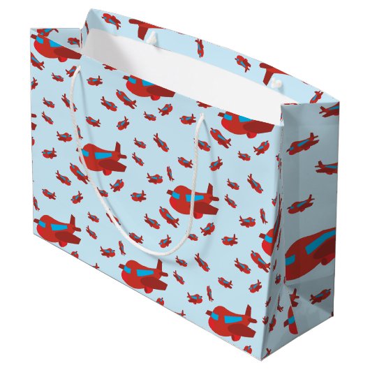 Muster Red & Blue Große Geschenktüte (Rückseite Schrägansicht)