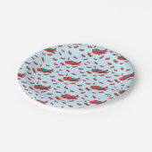 Muster Red & Blue Pappteller (Schrägansicht)