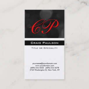Muster Red Schwarz-weiß Monogram Business Card Visitenkarte