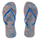 Muster Retro Red, White and Blue Paisley Badesandalen (Fußbett)