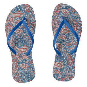 Muster Retro Red, White and Blue Paisley Badesandalen