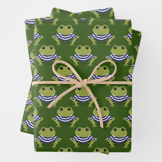 Muster Retro Swimsuit Frosch Tier Geschenkpapier Set (Beispiel)