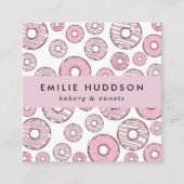 Muster rosa Donuts, Kuchenladen, Konditorei Quadratische Visitenkarte (Vorderseite)
