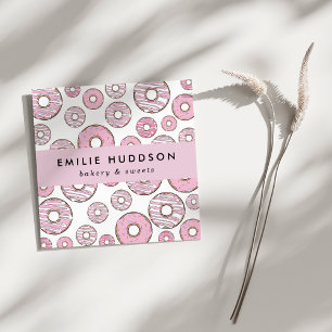 Muster rosa Donuts, Kuchenladen, Konditorei Quadratische Visitenkarte