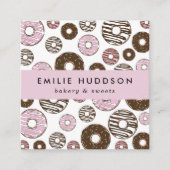 Muster rosa Donuts, Kuchenladen, Konditorei Quadratische Visitenkarte (Vorderseite)
