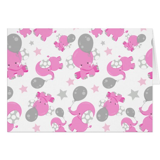 Muster rosa Elefanten, Niedliche Elefanten, Sterne (Vorderseite (Horizontal))