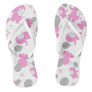 Muster rosa Elefanten, Niedliche Elefanten, Sterne Badesandalen