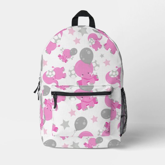 Muster rosa Elefanten, Niedliche Elefanten, Sterne Bedruckter Rucksack (Vorderseite)