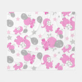 Muster rosa Elefanten, Niedliche Elefanten, Sterne Fleecedecke (Vorderseite (Horizontal))