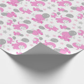 Muster rosa Elefanten, Niedliche Elefanten, Sterne Geschenkpapier (Ecke)