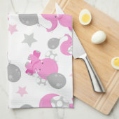 Muster rosa Elefanten, Niedliche Elefanten, Sterne Geschirrtuch (Viertel Falte)