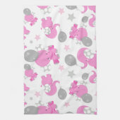 Muster rosa Elefanten, Niedliche Elefanten, Sterne Geschirrtuch (Vertikal)