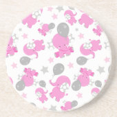Muster rosa Elefanten, Niedliche Elefanten, Sterne Getränkeuntersetzer (Vorne)