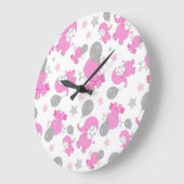 Muster rosa Elefanten, Niedliche Elefanten, Sterne Große Wanduhr (Winkel)