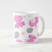Muster rosa Elefanten, Niedliche Elefanten, Sterne Jumbo-Tasse (Vorderseite Rechts)