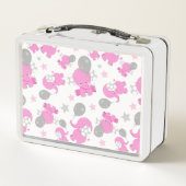 Muster rosa Elefanten, Niedliche Elefanten, Sterne Metall Brotdose (Rückseite)