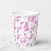 Muster rosa Elefanten, Niedliche Elefanten, Sterne Pappbecher (Rechts)