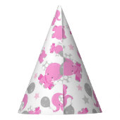 Muster rosa Elefanten, Niedliche Elefanten, Sterne Partyhütchen (Rückseite)