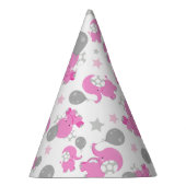 Muster rosa Elefanten, Niedliche Elefanten, Sterne Partyhütchen (Rechts)