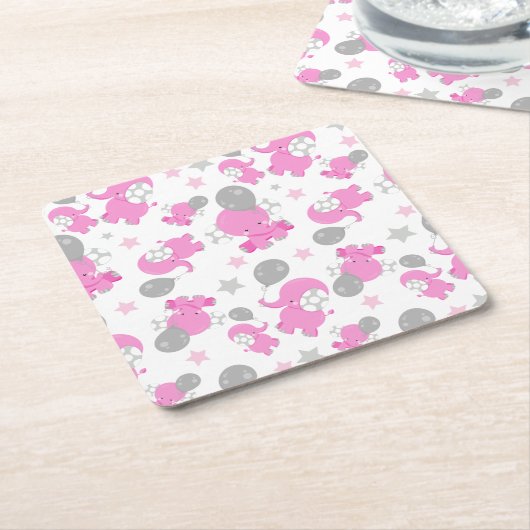 Muster rosa Elefanten, Niedliche Elefanten, Sterne Rechteckiger Pappuntersetzer (angewinkelt)