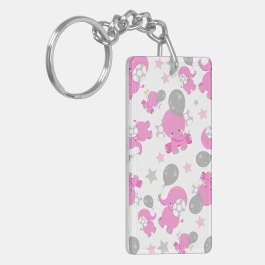 Muster rosa Elefanten, Niedliche Elefanten, Sterne Schlüsselanhänger (Vorderseite links)