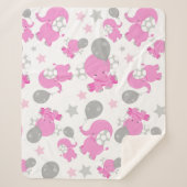Muster rosa Elefanten, Niedliche Elefanten, Sterne Sherpadecke (Vorderseite)