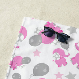 Muster rosa Elefanten, Niedliche Elefanten, Sterne Strandtuch