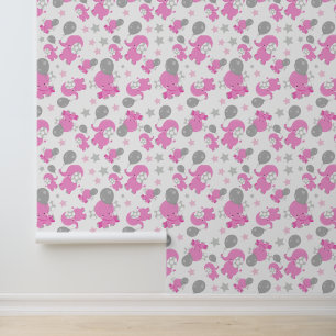Muster rosa Elefanten, Niedliche Elefanten, Sterne Tapete