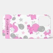 Muster rosa Elefanten, Sterne, Ihr Name Case-Mate iPhone Hülle (Rückseite (Horizontal))