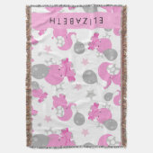Muster rosa Elefanten, Sterne, Ihr Name Decke (Vorderseite Vertikal)