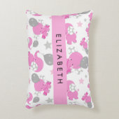 Muster rosa Elefanten, Sterne, Ihr Name Dekokissen (Vorderseite(Vertikal))
