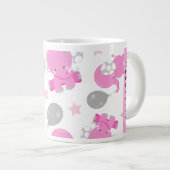 Muster rosa Elefanten, Sterne, Ihr Name Jumbo-Tasse (Vorderseite Rechts)